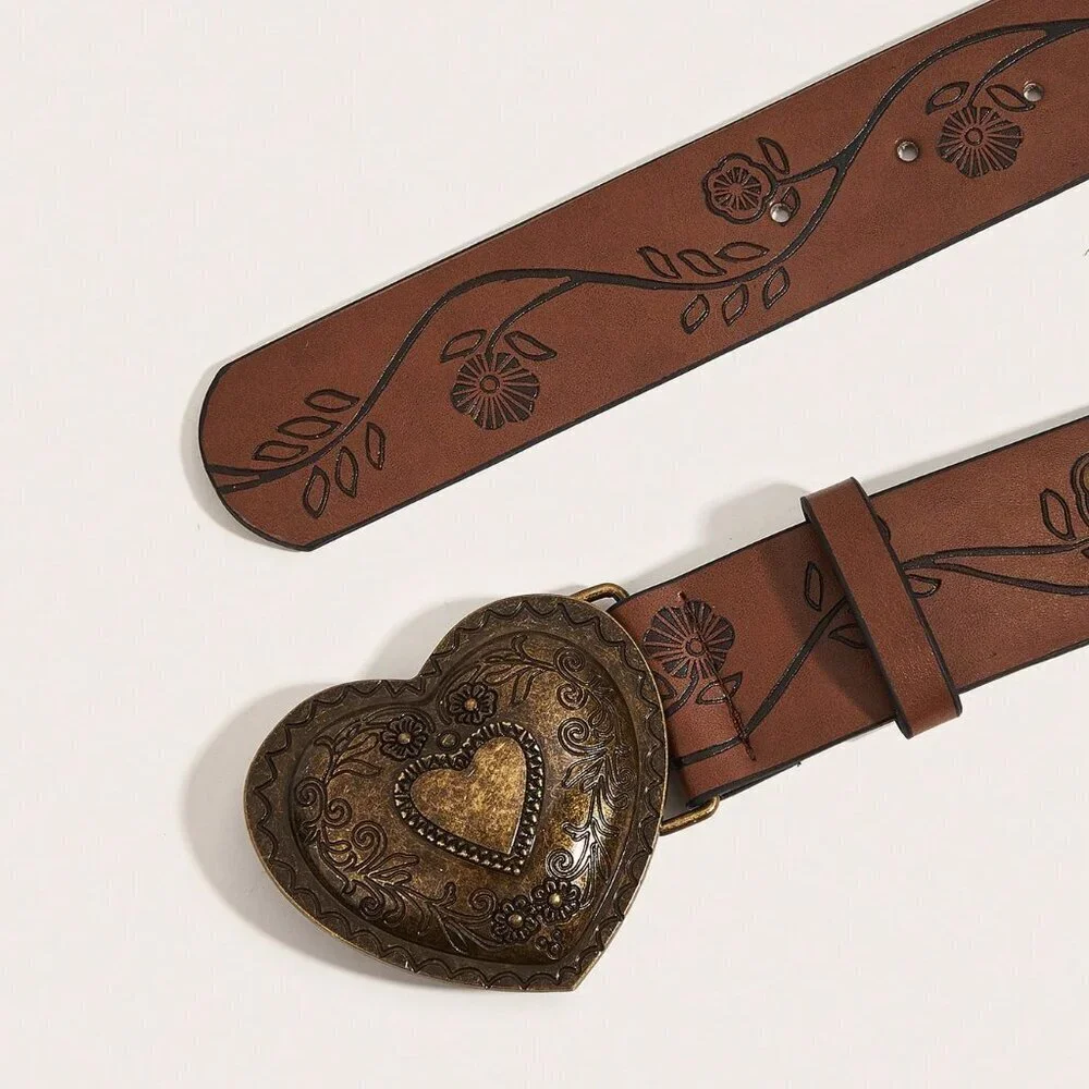 Brown Casual Women's Polyurethane Buckle Belt western Boho